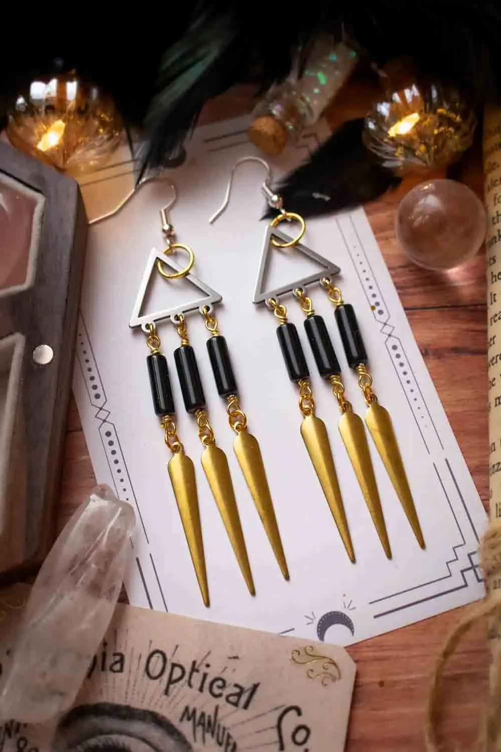 Boucles d'oreilles Nyarah - Danse d'obsidienne noire lunamanashop