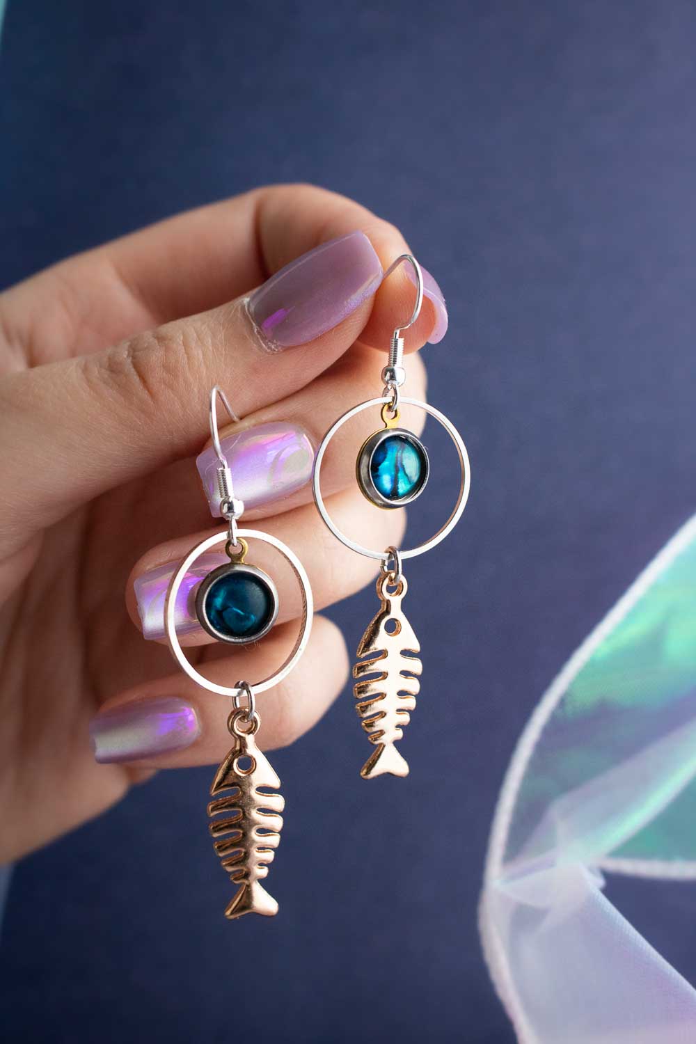 Boucles d'oreilles Océane -  Poisson d'or et abalone lunamanashop