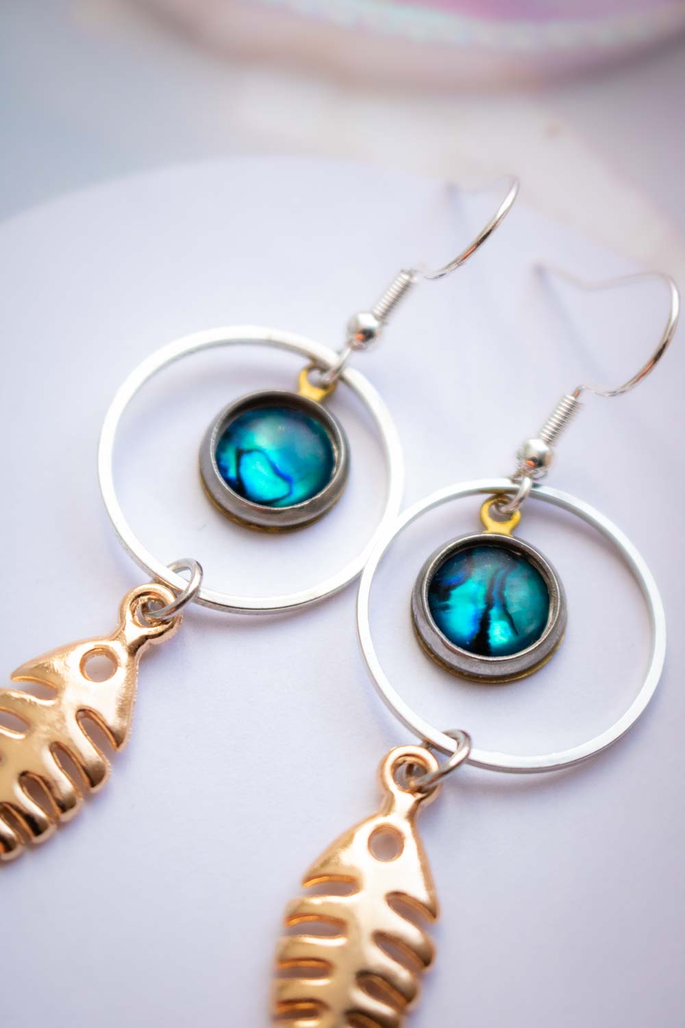 Boucles d'oreilles Océane -  Poisson d'or et abalone lunamanashop