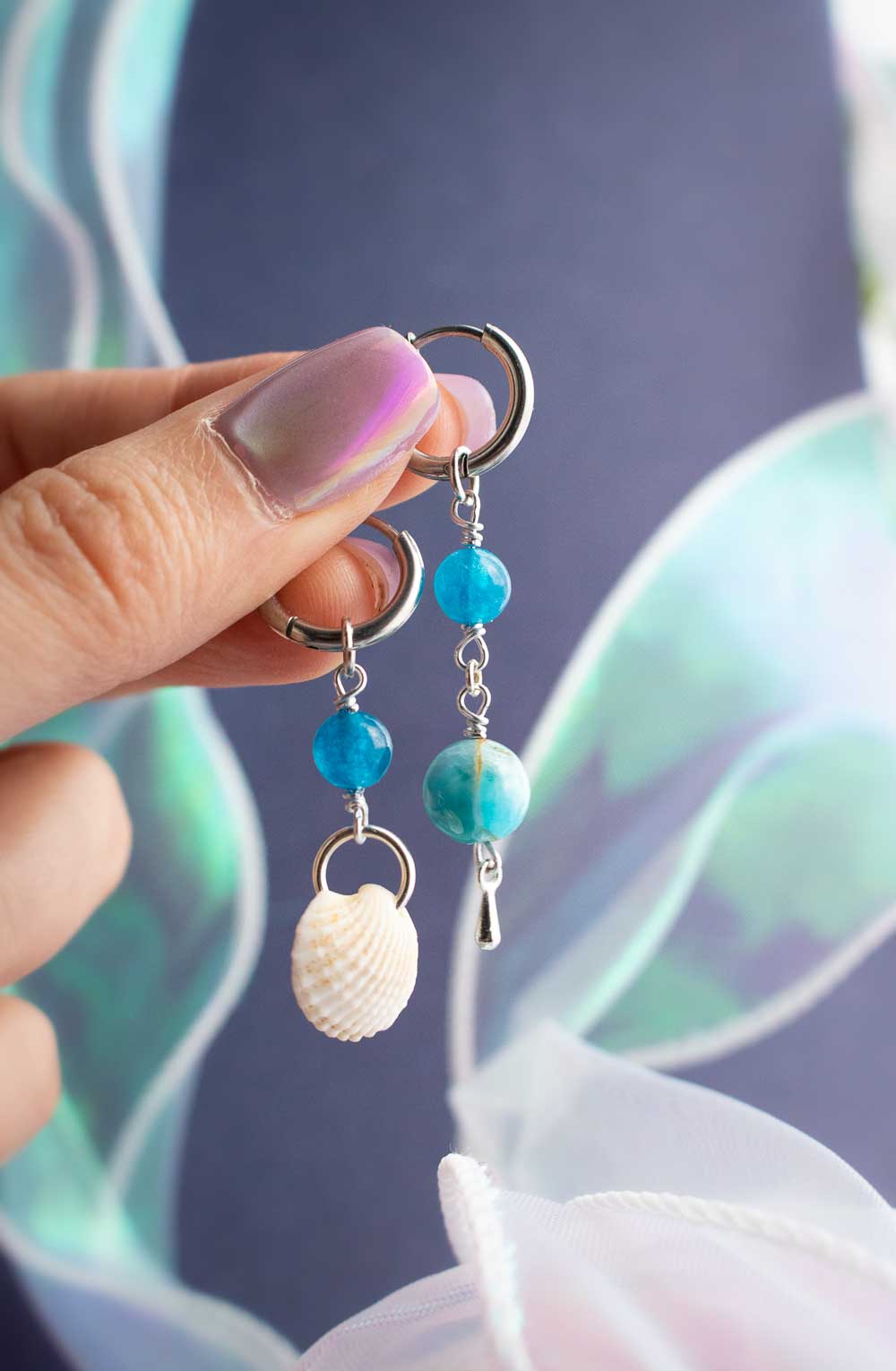 Boucles d'oreilles Poséidon - Breloques en apatite lunamanashop