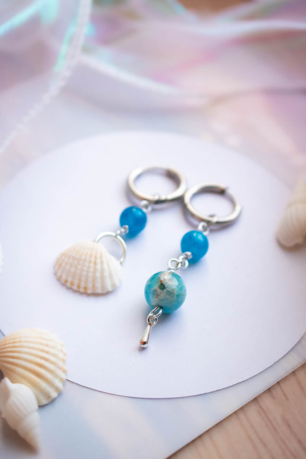 Boucles d'oreilles Poséidon - Breloques en apatite lunamanashop