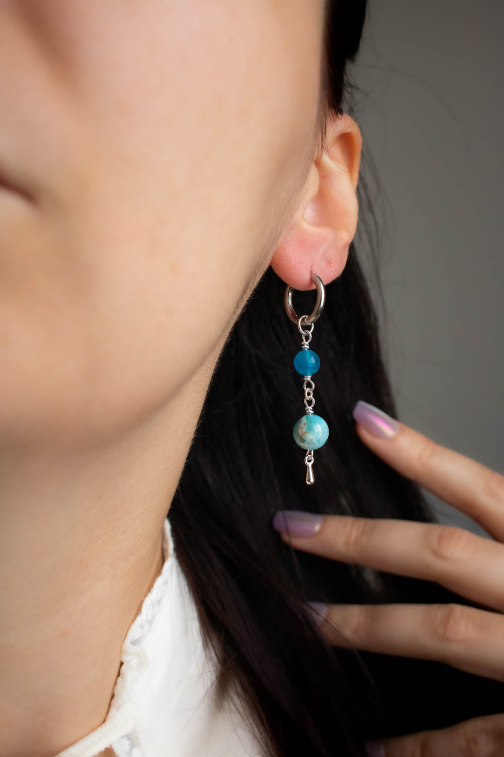 Boucles d'oreilles Poséidon - Breloques en apatite lunamanashop