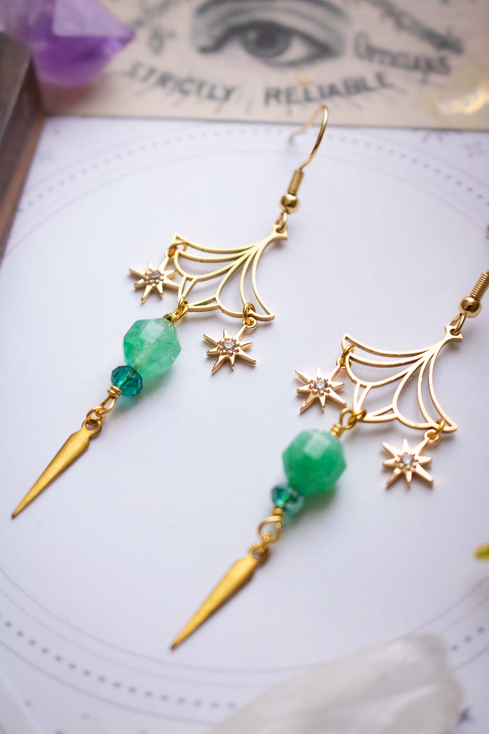 Boucles d'oreilles Éloïse - Fleurs dorées et morganite enchantée lunamanashop