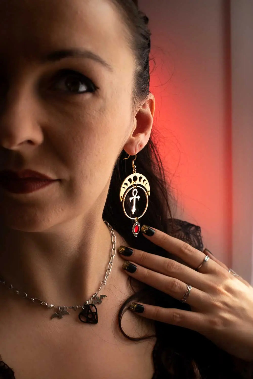 Boucles d'oreilles Secret du Nil avec Ankh lunamanashop