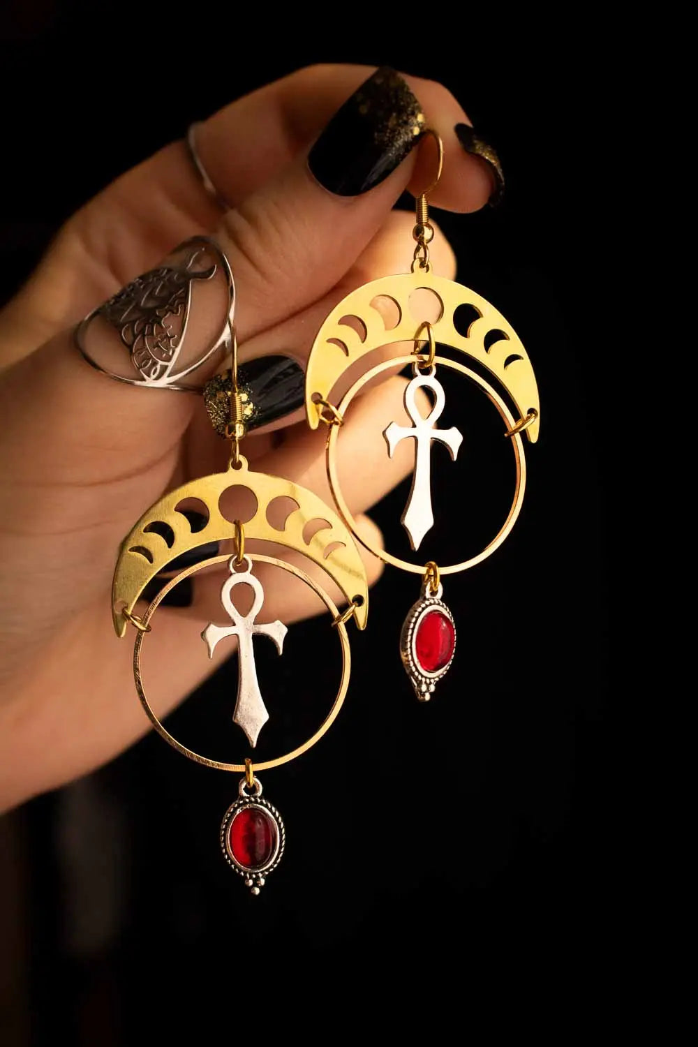 Boucles d'oreilles Secret du Nil avec Ankh lunamanashop