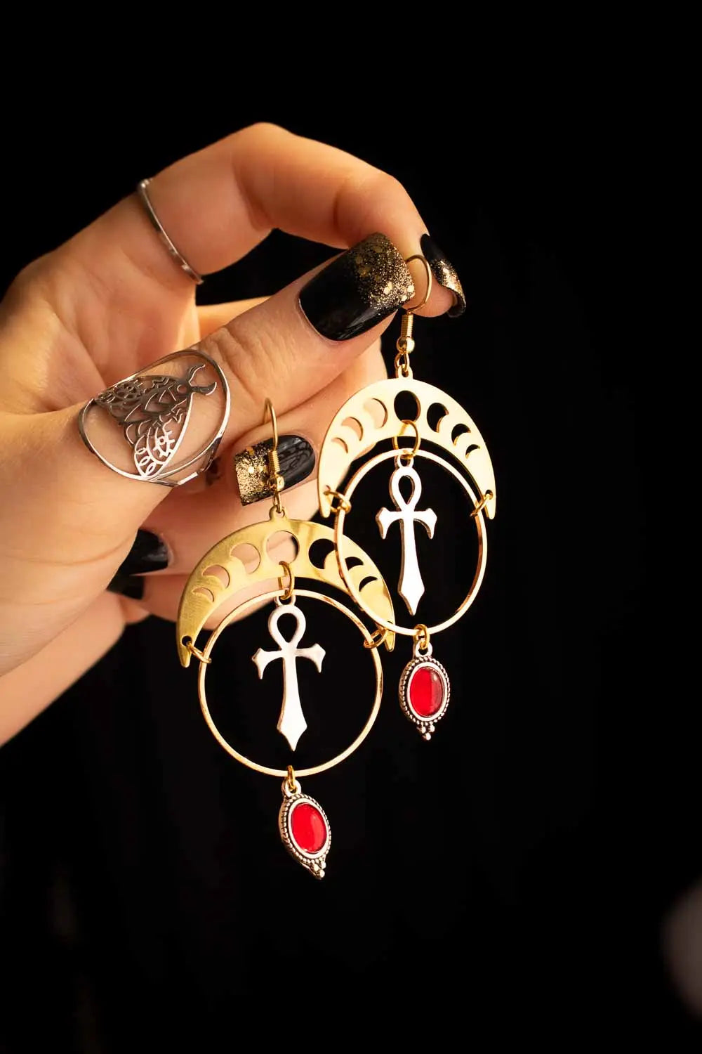 Boucles d'oreilles Secret du Nil avec Ankh lunamanashop