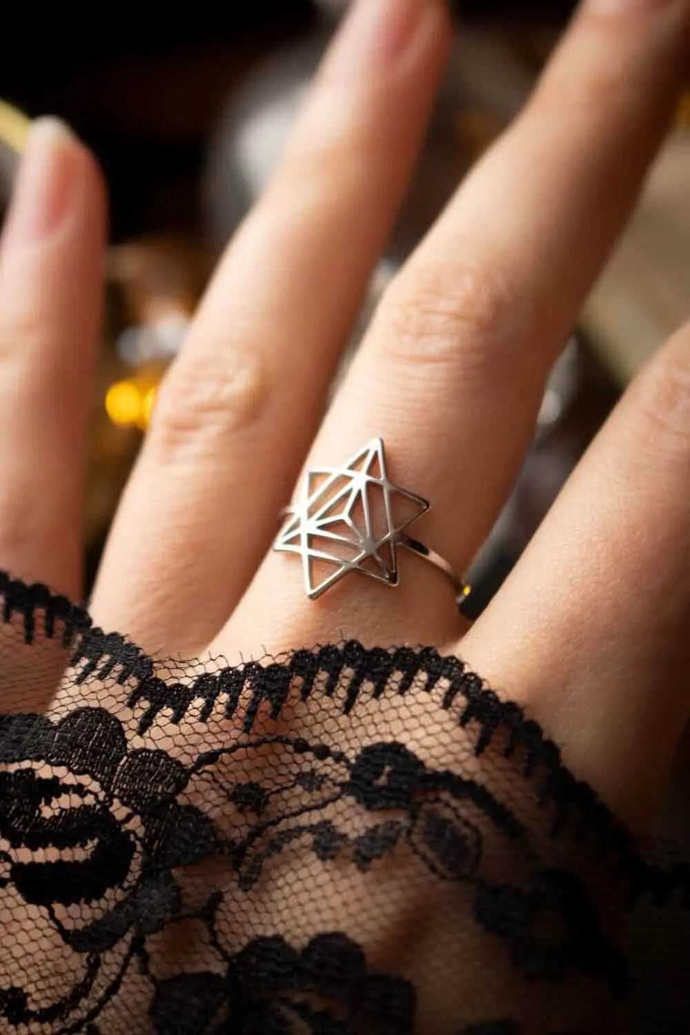 Bague Merkabah avec symbole en acier inoxydable lunamanashop