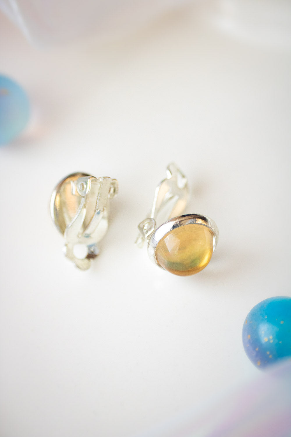 Boucles d'Oreilles Clips verre - Reflets Dorés Lumineux - Solène lunamanashop