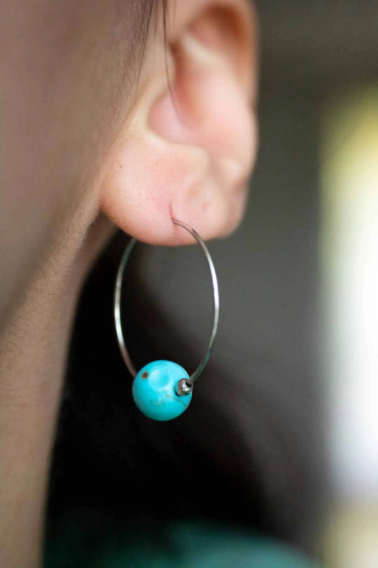 Boucles d'oreilles créoles en Turquoise lunamanashop