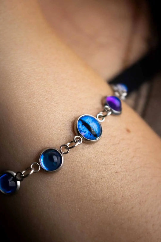 Bracelet de l'Oeil des Arcanes argenté et bleu lunamanashop