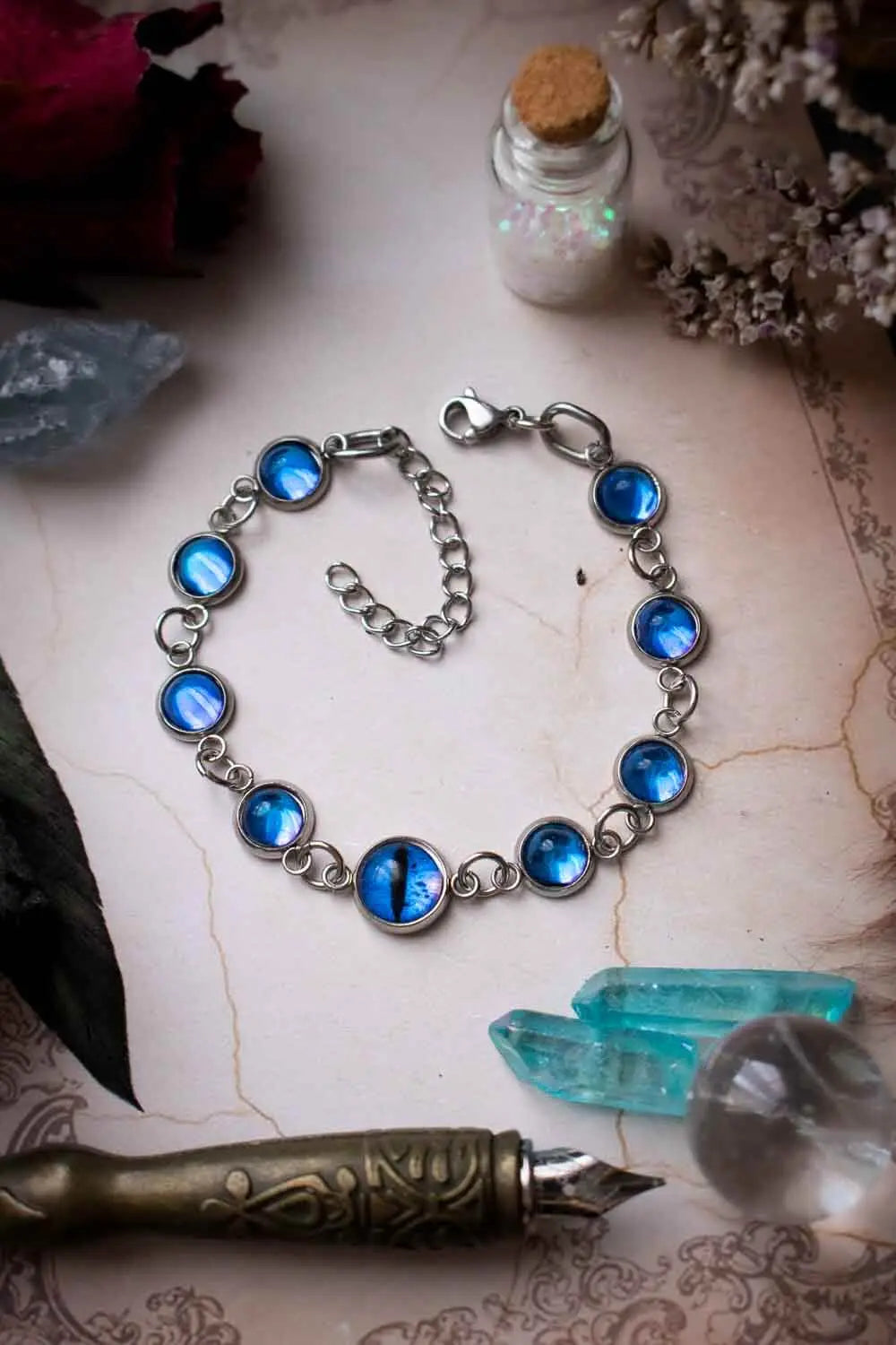 Bracelet de l&#39;Oeil des Arcanes argenté et bleu lunamanashop