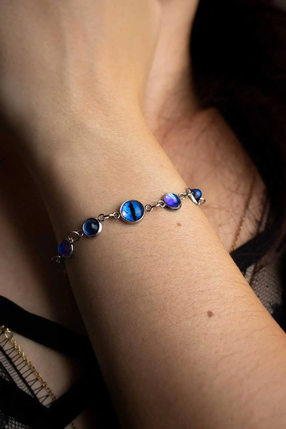 Bracelet de l'Oeil des Arcanes argenté et bleu lunamanashop