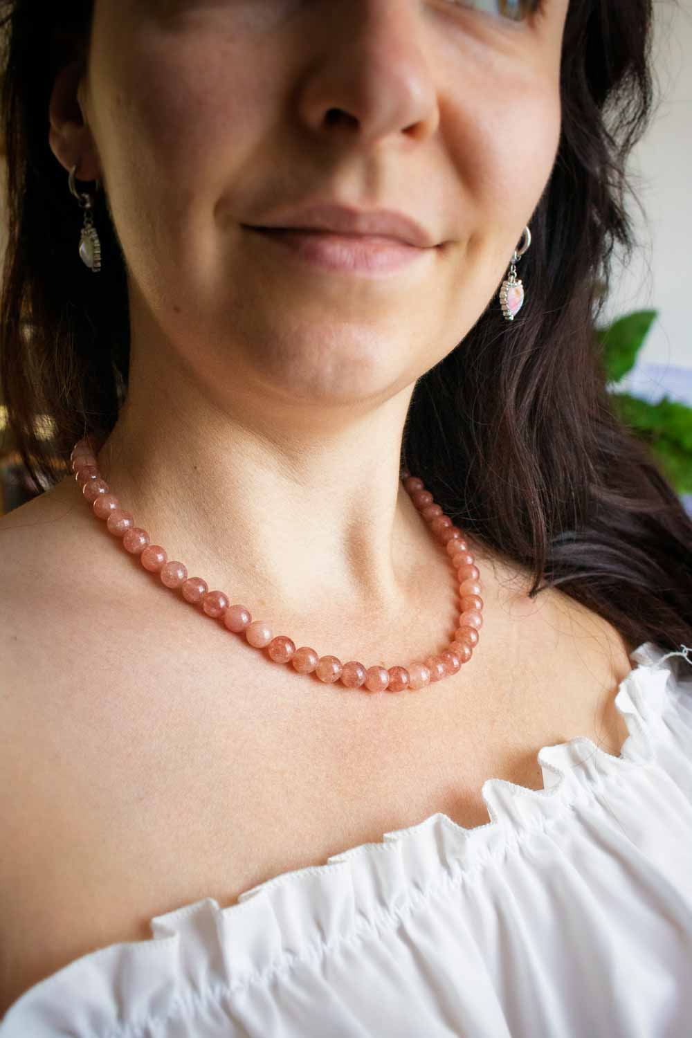Collier de perles en pierre de soleil - pierres naturelles - Solaria lunamanashop