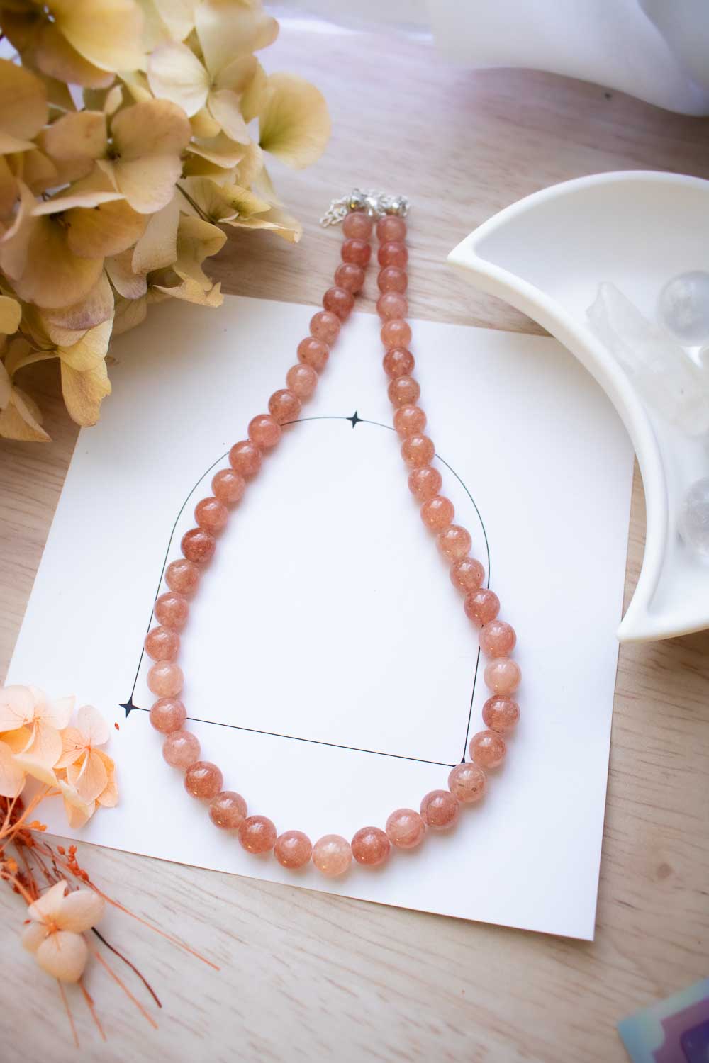 Collier de perles en pierre de soleil - pierres naturelles - Solaria lunamanashop