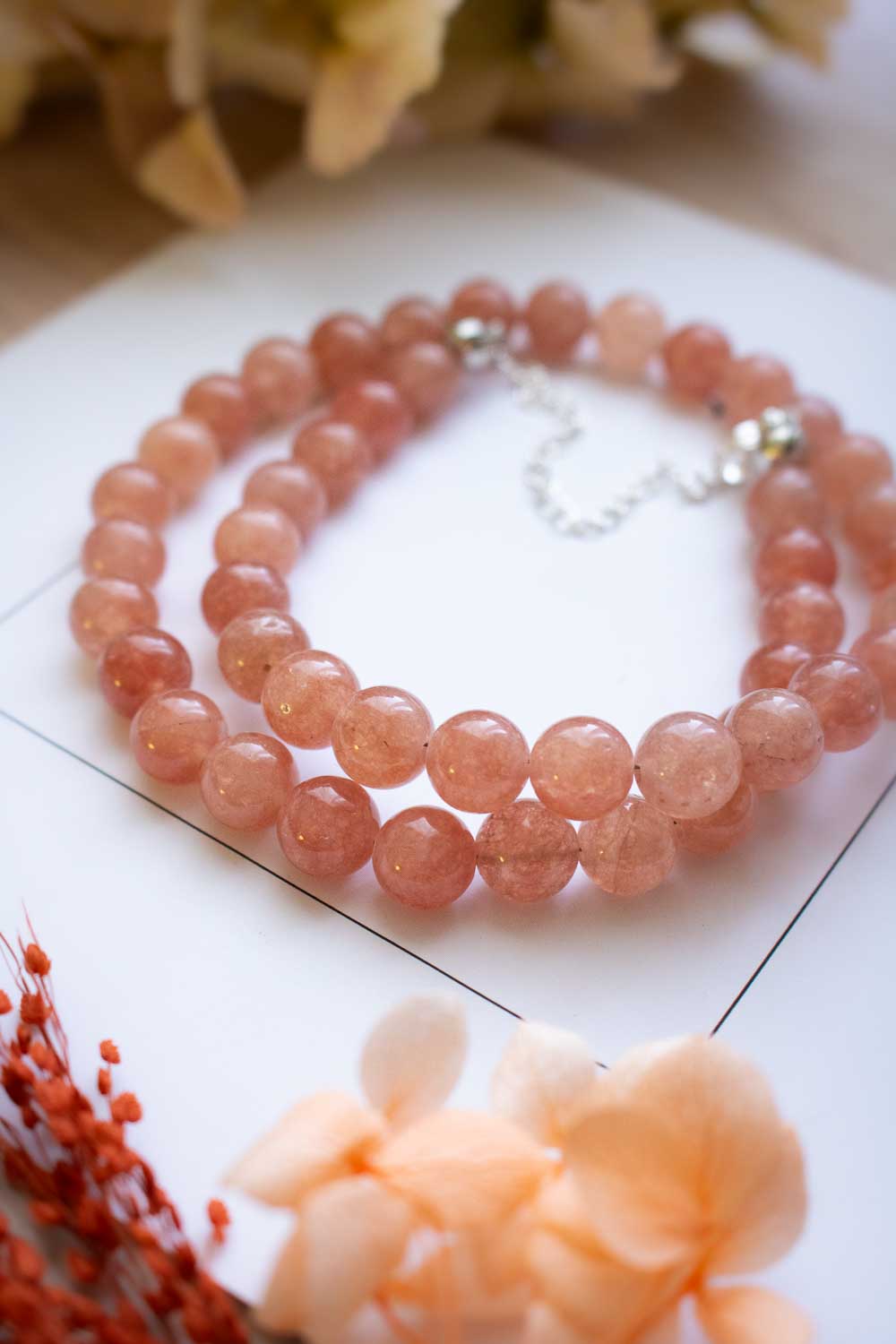Collier de perles en pierre de soleil - pierres naturelles - Solaria lunamanashop