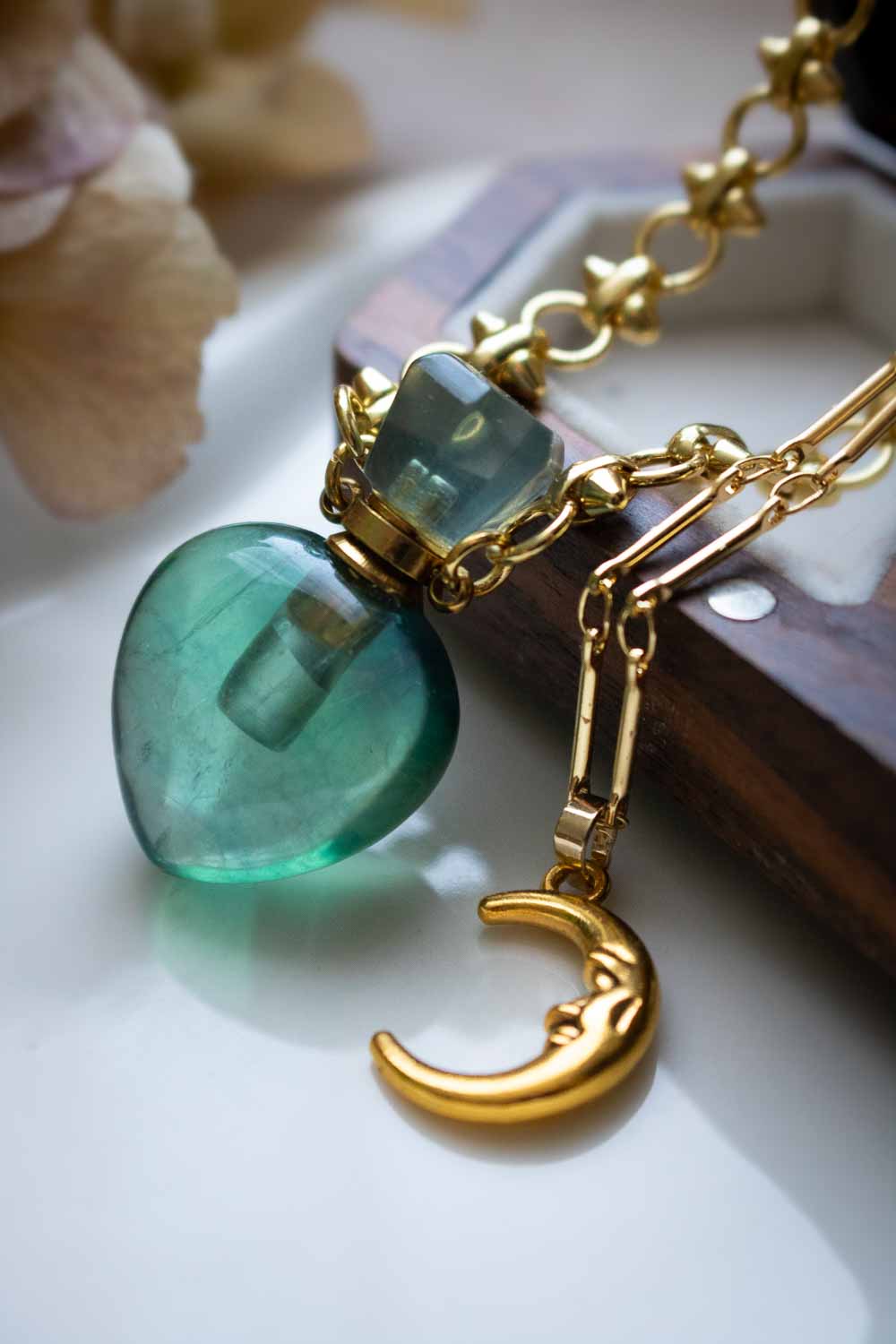 Collier Fluorite verte - Double rang doré - Ezéria lunamanashop