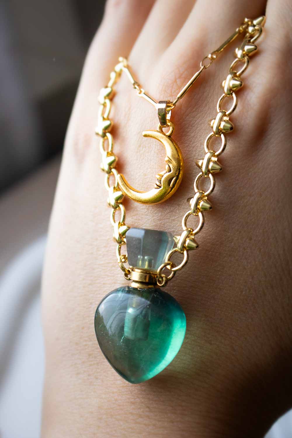 Collier Fluorite verte - Double rang doré - Ezéria lunamanashop