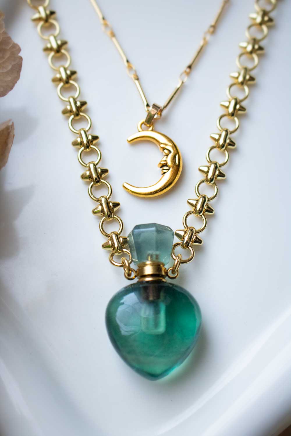 Collier Fluorite verte - Double rang doré - Ezéria lunamanashop