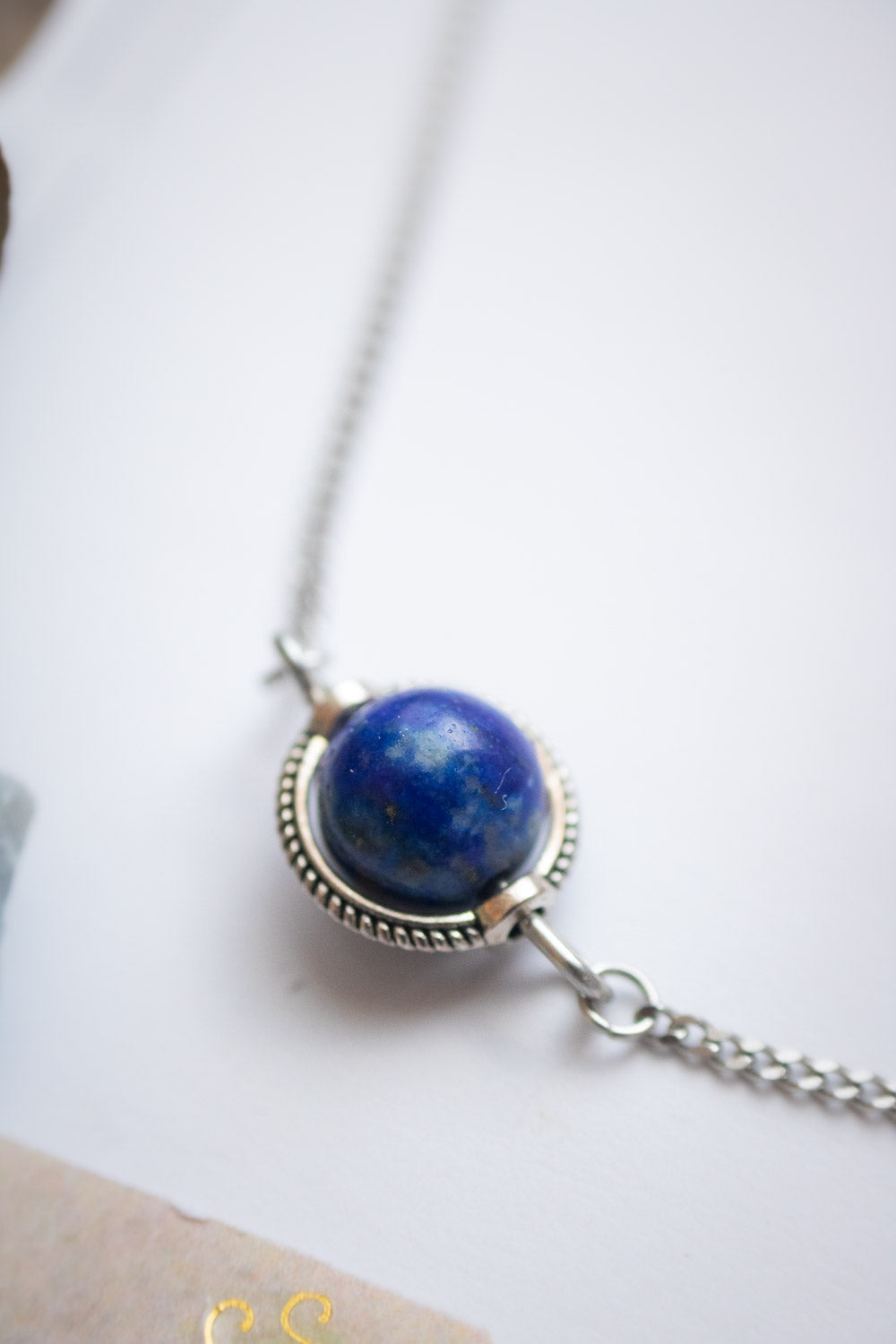 Collier choker Lapis Lazuli - Chaîne argentée - Noche lunamanashop