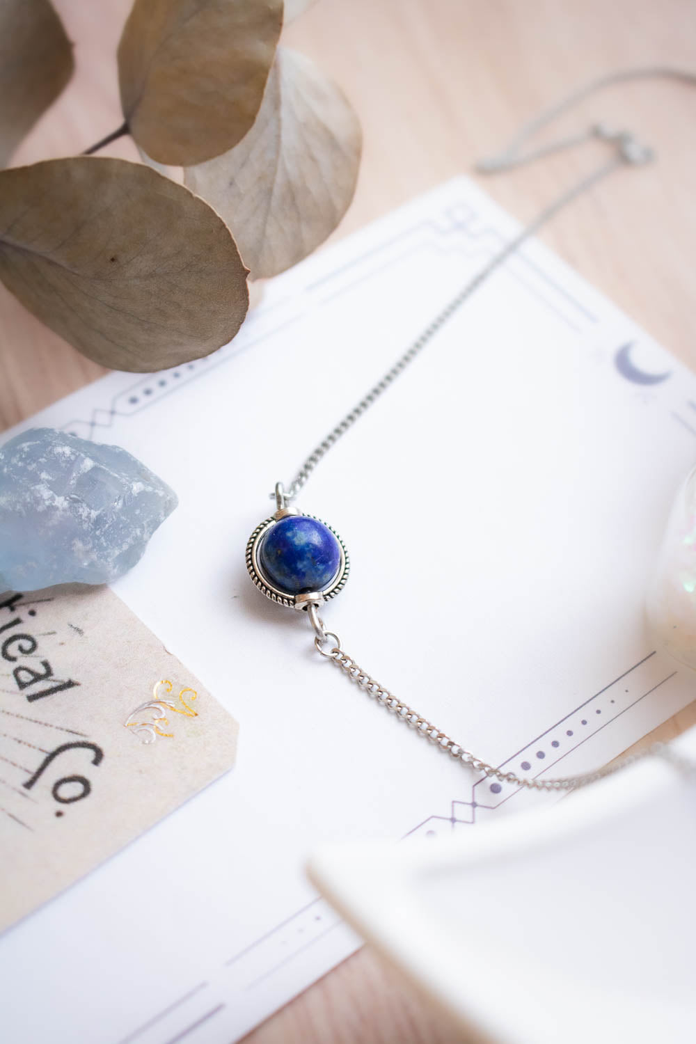 Collier choker Lapis Lazuli - Chaîne argentée - Noche lunamanashop