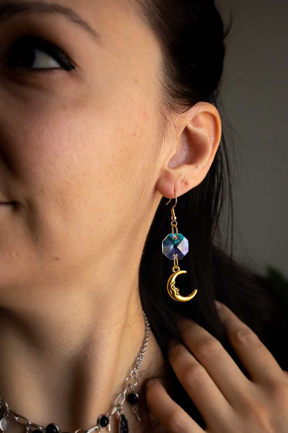 Boucles d'oreilles Dualité céleste - Soleil & lune avec cristaux lunamanashop