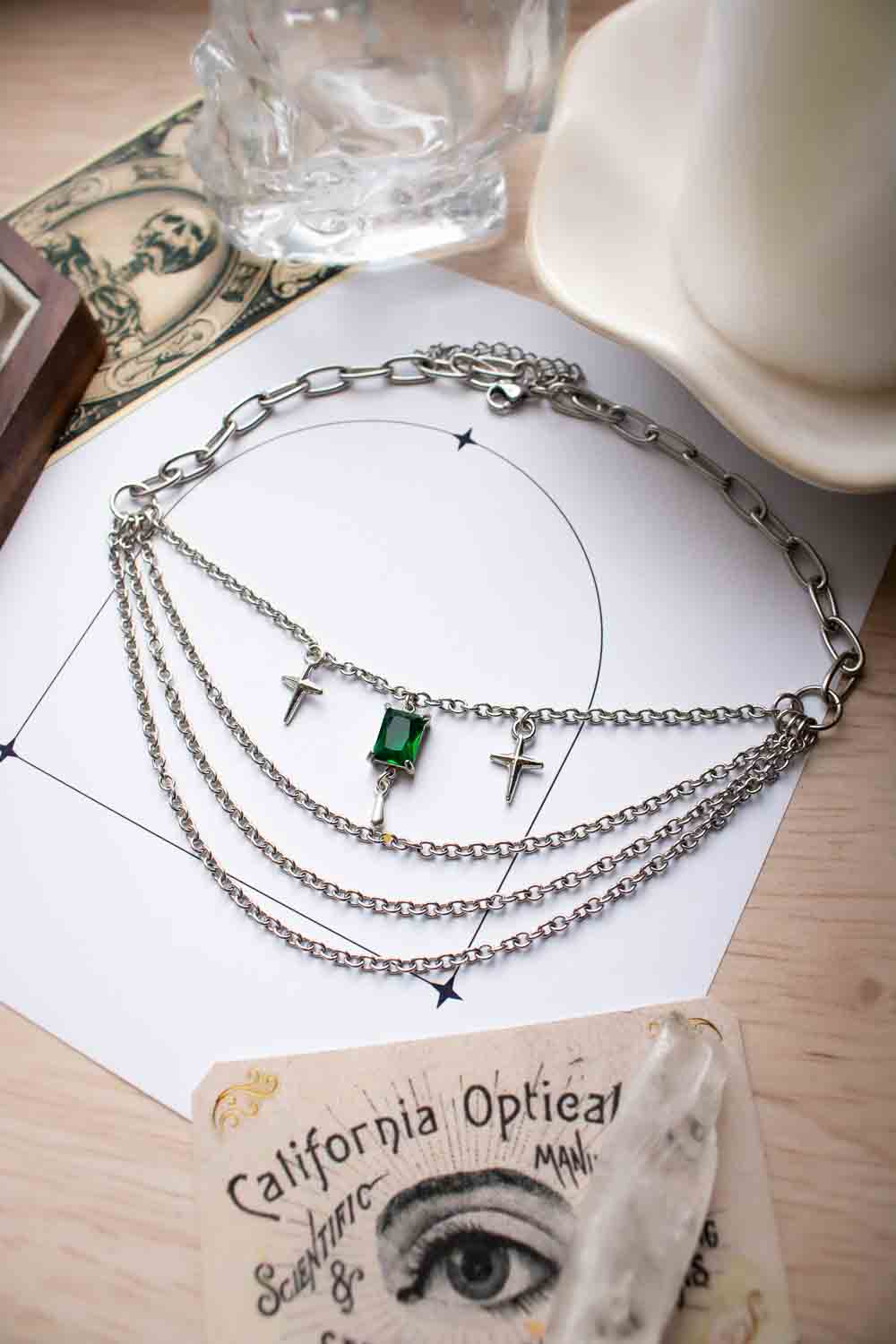 Collier Cascade stellaire" - Ras-de-cou argenté multi-rangs lunamanashop