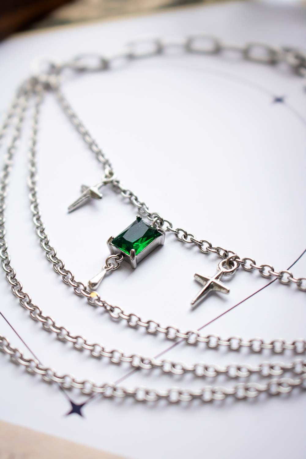 Collier Cascade stellaire" - Ras-de-cou argenté multi-rangs lunamanashop