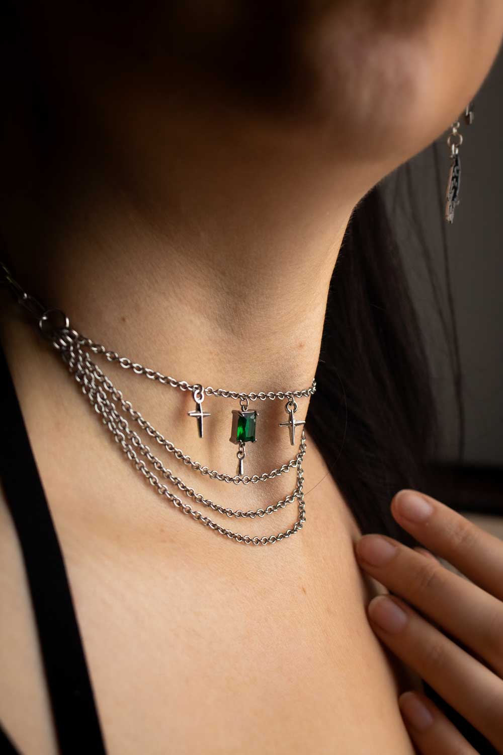 Collier Cascade stellaire" - Ras-de-cou argenté multi-rangs lunamanashop