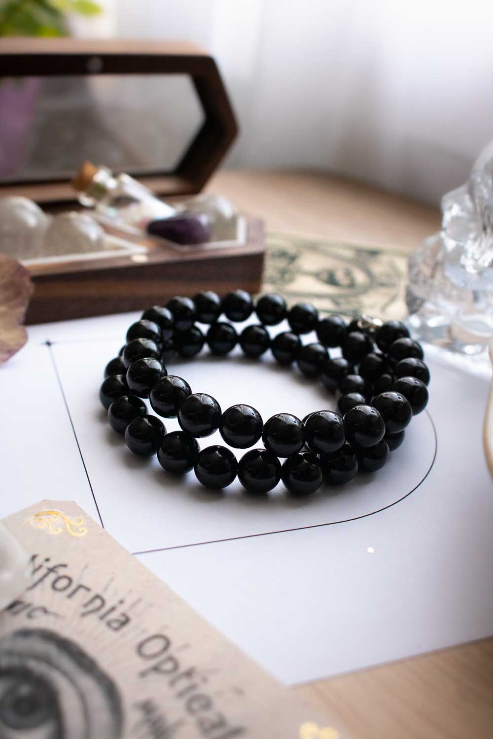 Bracelet Éclipse éternelle - Double tour en obsidienne naturelle lunamanashop