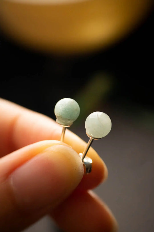 Boucles d'oreilles puce en Aigue marine et argent 925