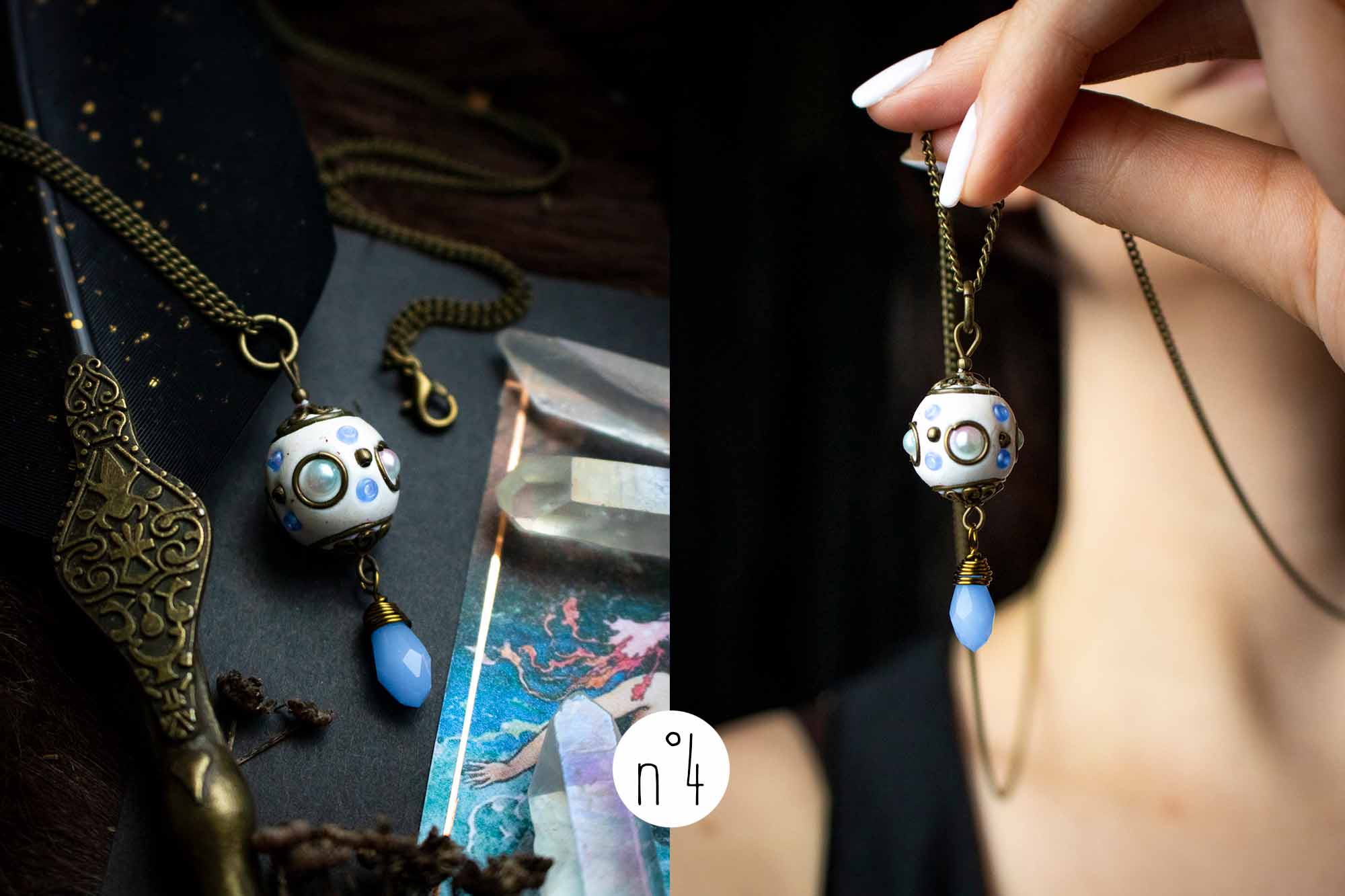 Pendentif &quot;Sphère du temps&quot; en perle du Cachemire lunamanashop