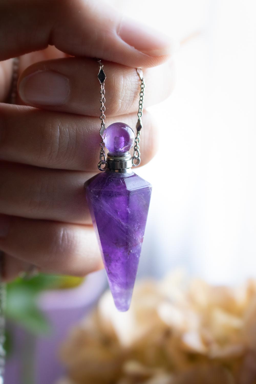 Pendentif Améthyste fiole - Talisman pierre naturelle - Mina lunamanashop