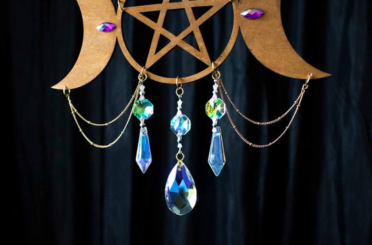 Suspension triple Lune Sun catcher "Aube" avec prisme en verre lunamanashop