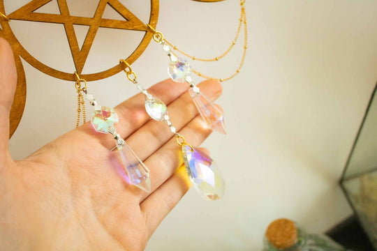 Suspension triple Lune Sun catcher "Aube" avec prisme en verre lunamanashop