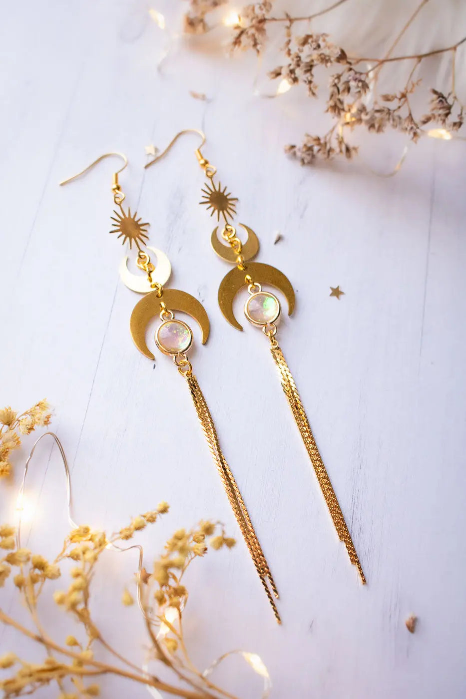 Boucles d&#39;oreilles lune et soleil Eclara - lunamanashop