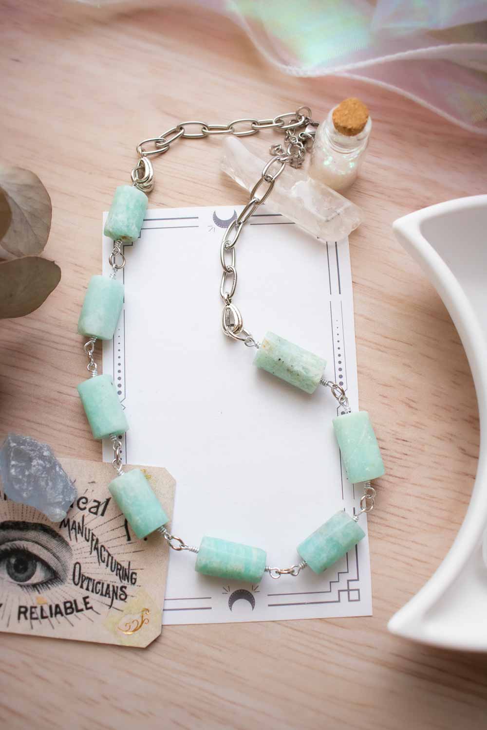 Collier Amazonite acier inoxydable - Pierre naturelle - Thémira lunamanashop