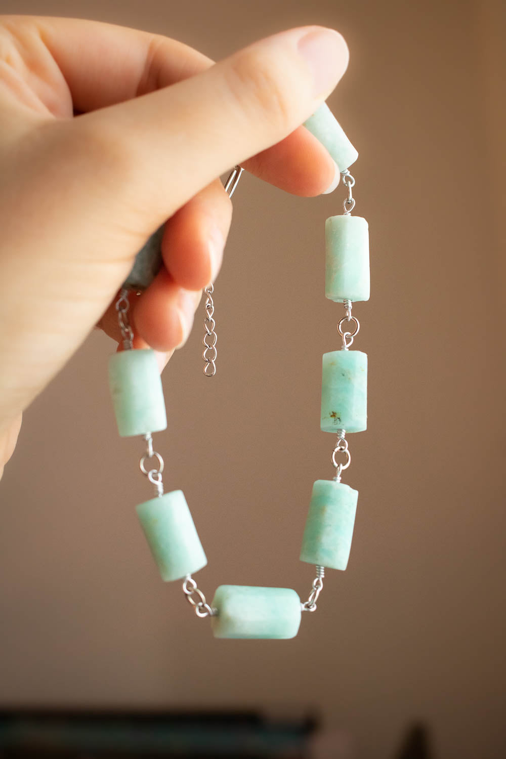 Collier Amazonite acier inoxydable - Pierre naturelle - Thémira lunamanashop