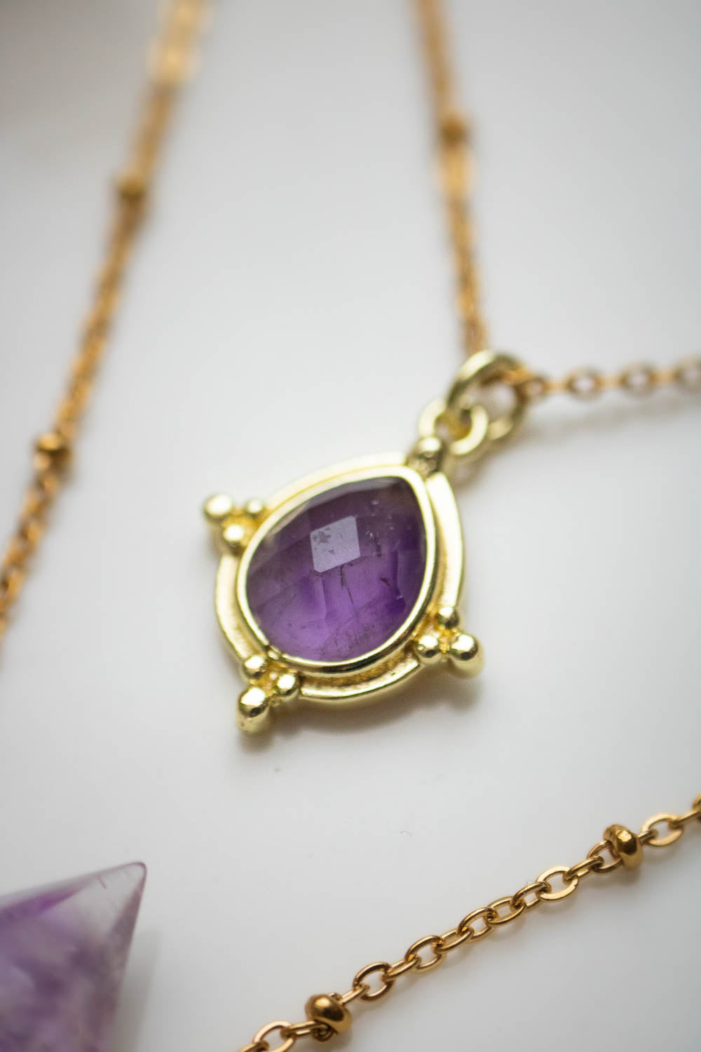 Collier double rang Améthyste dorée - Fiole mystique - Shéhérazade lunamanashop