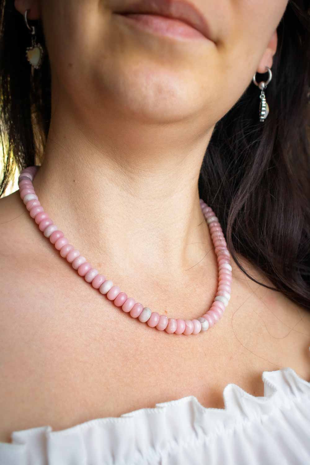 Collier de perles opale rose - pierres naturelles - Rosée lunamanashop