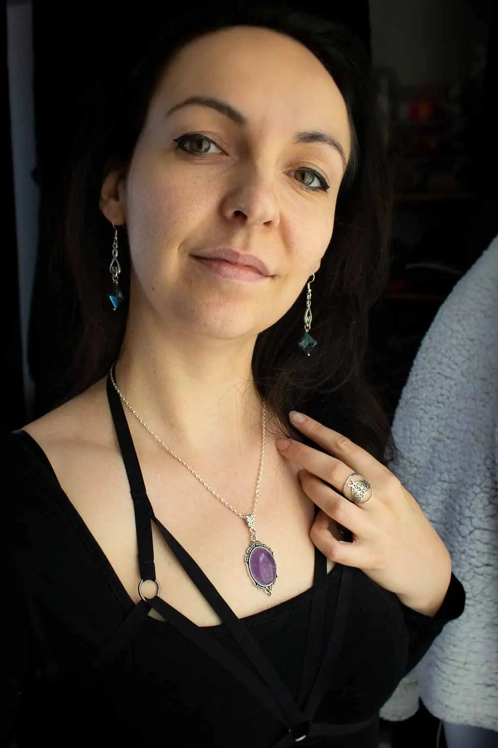 Pendentif Abysses en fluorite et chaîne argentée lunamanashop