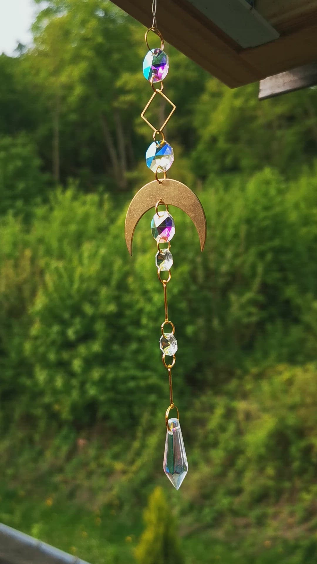 Décoration Sun catcher croissant de Lune avec prisme de verre