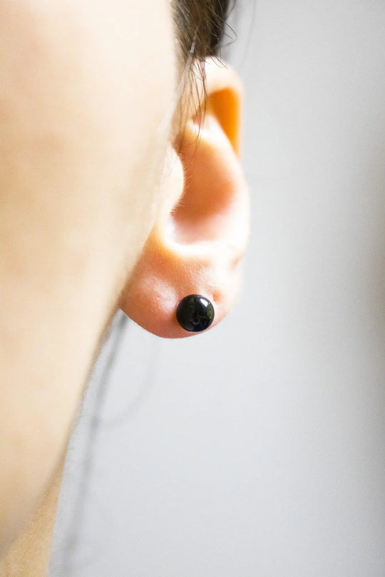 Boucles d'oreilles puce en Onyx noire et argent 925 lunamanashop