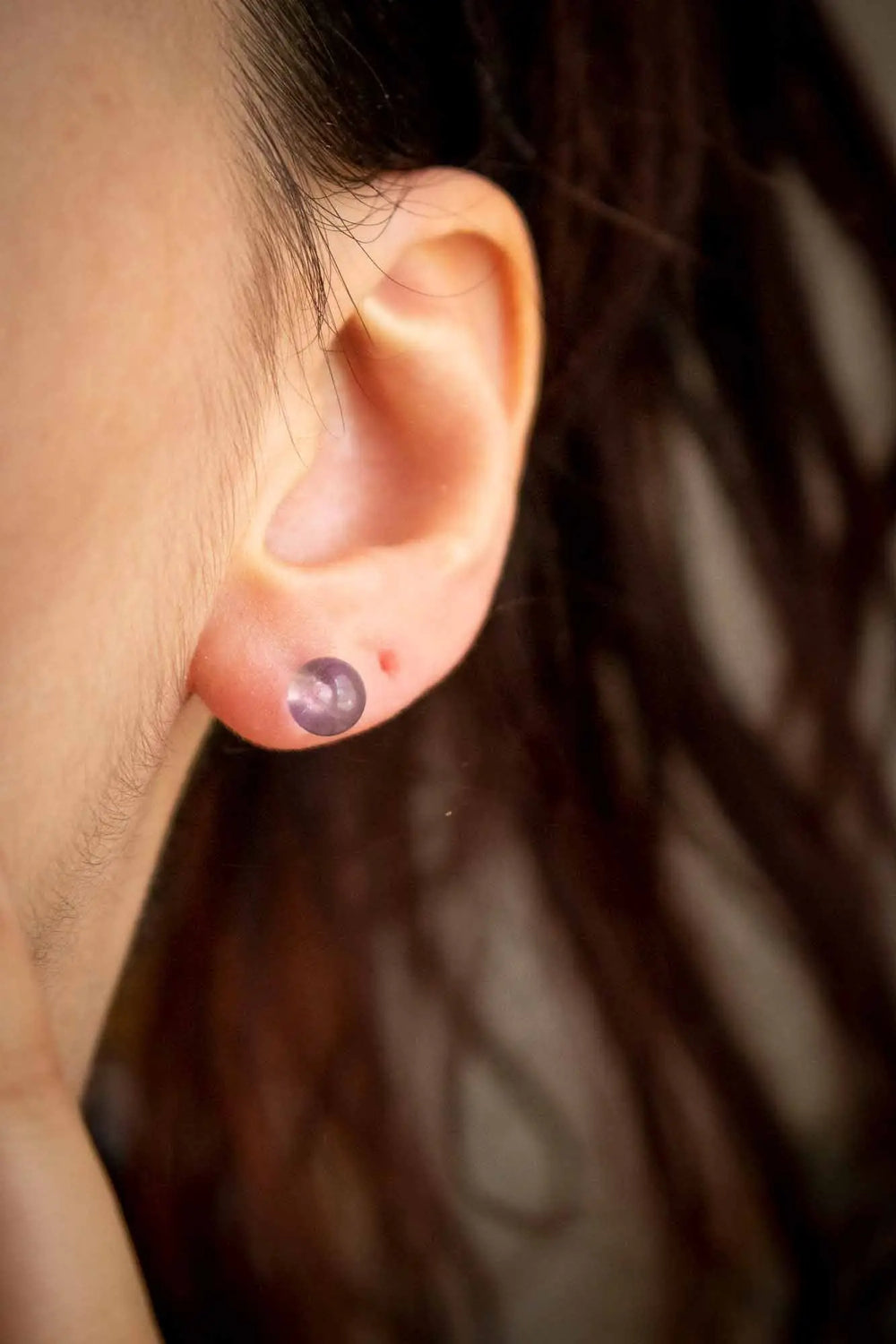 Boucles d'oreilles puce en Améthyste violette et argent 925 lunamanashop