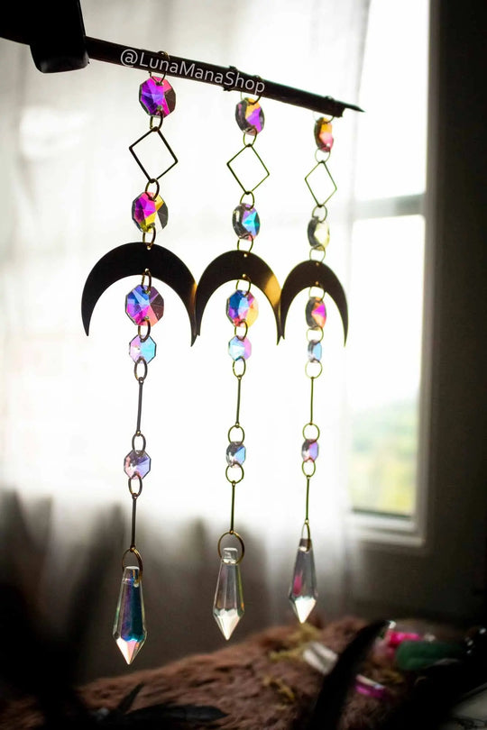Décoration Sun catcher croissant de Lune avec prisme de verre lunamanashop