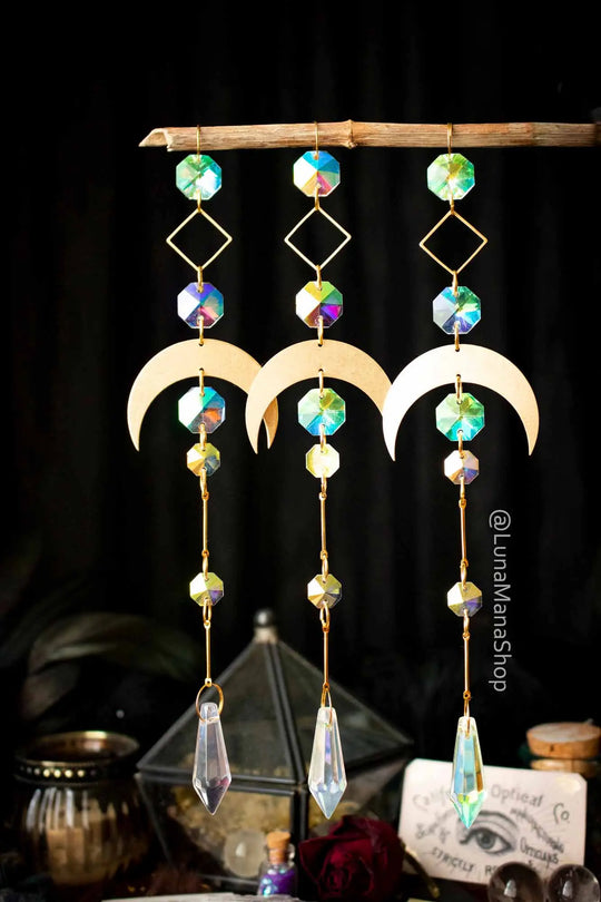 Décoration Sun catcher croissant de Lune avec prisme de verre lunamanashop