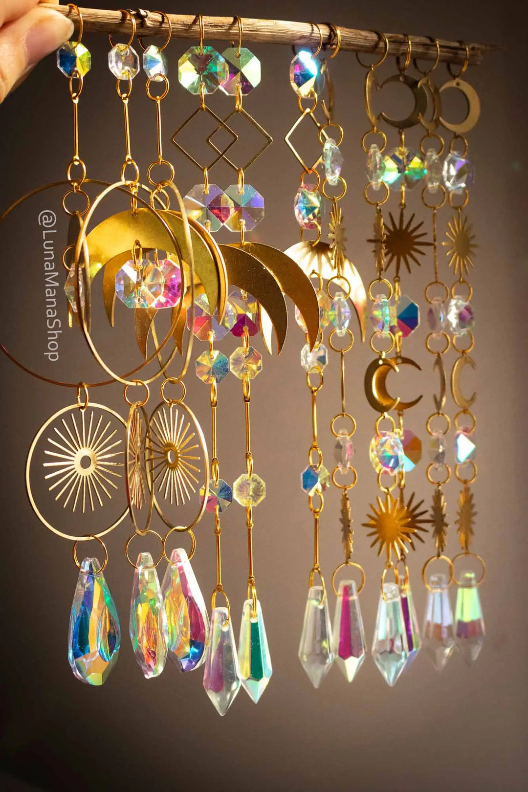 Décoration Sun catcher croissant de Lune avec prisme de verre lunamanashop