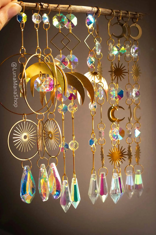 Décoration Sun catcher croissant de Lune avec prisme de verre lunamanashop