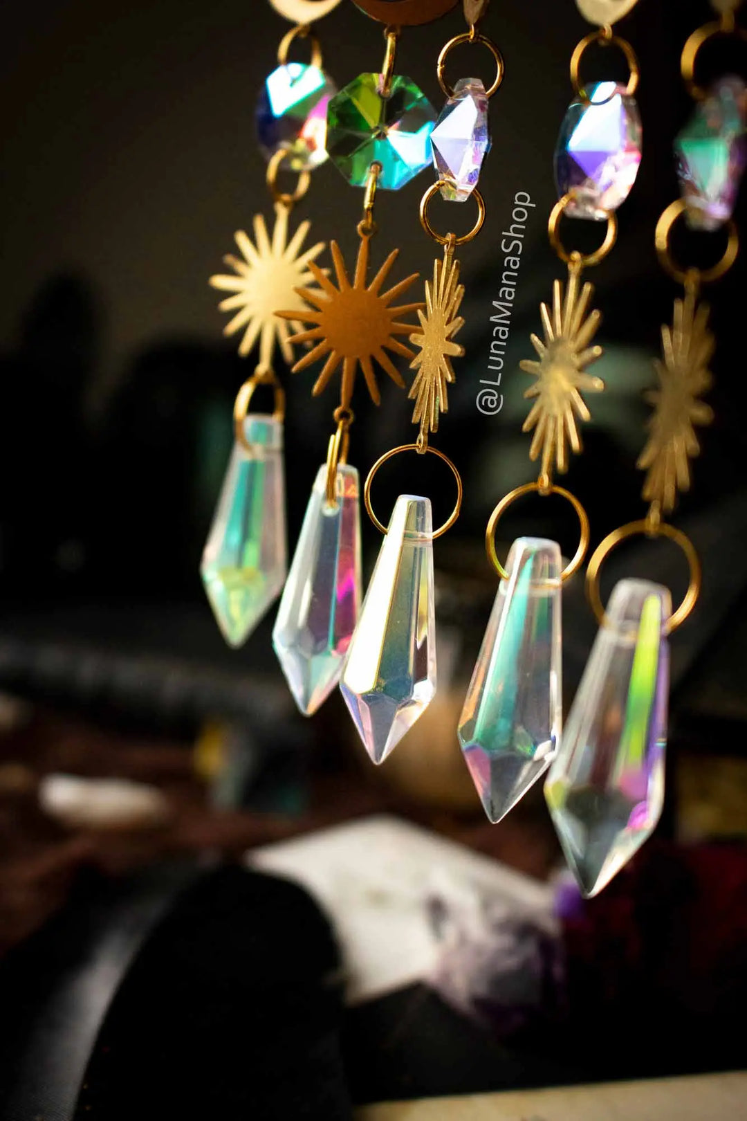 Décoration Sun catcher Lune et Soleil avec prisme de verre lunamanashop